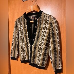 VINTAGE Virgin Wool Masterpiece by Catalina Paisley Button Up Cardigan Size L